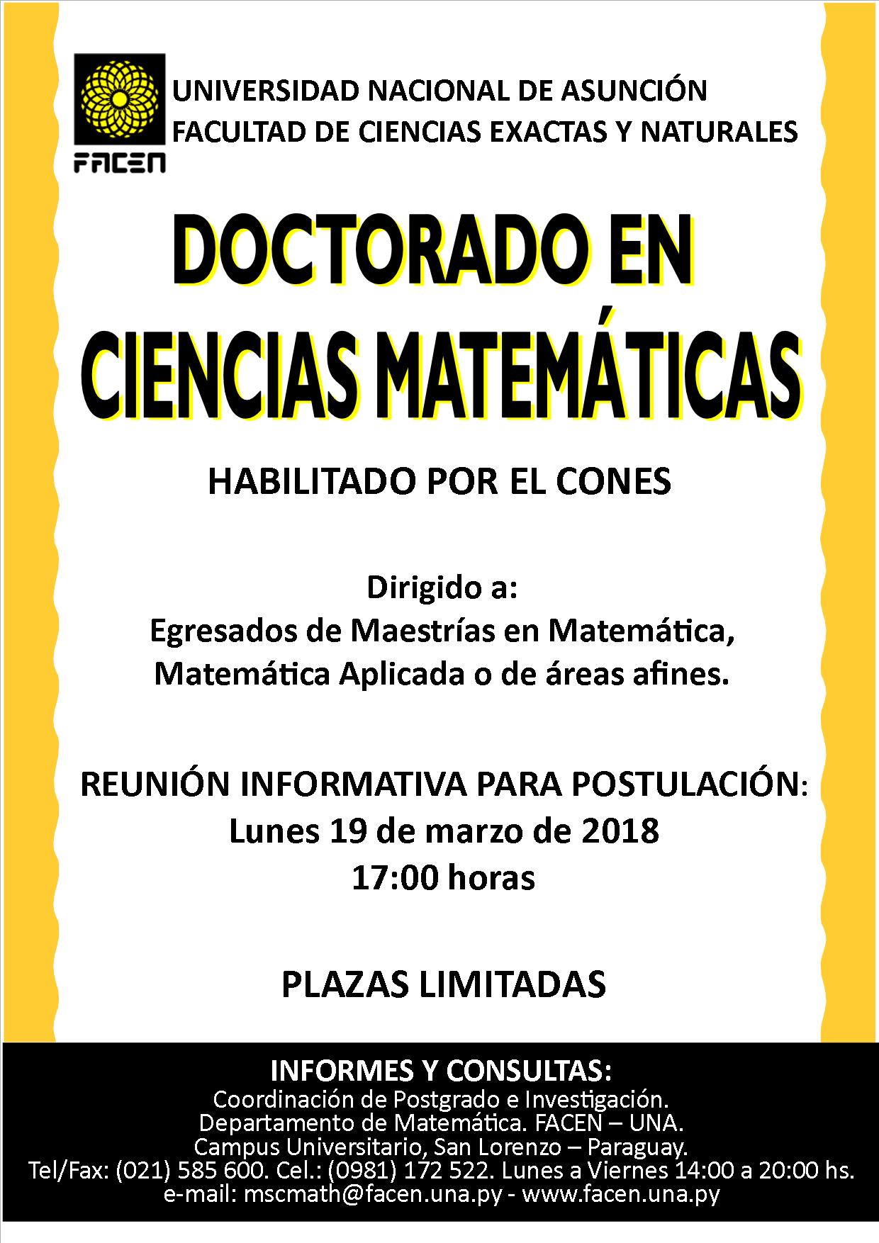 Afiche Doctorado en Matemáticas