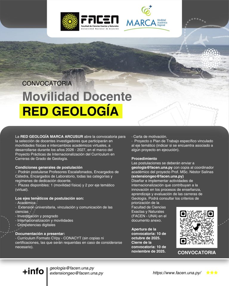 Convocatoria abierta para Movilidad Docente – RED GEOLOGÍA MARCA ARCUSUR